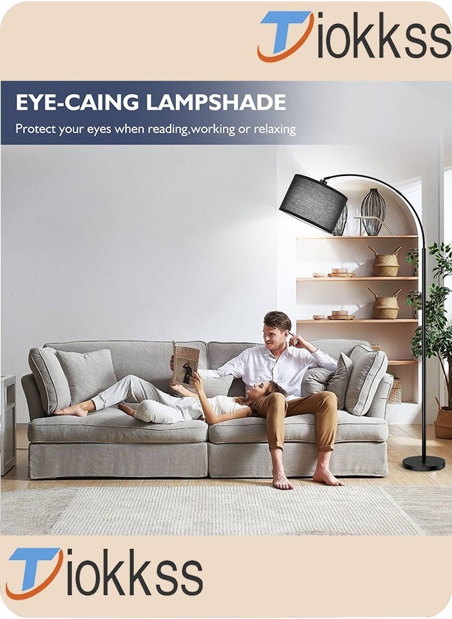 Tiokkss - Floor Lamp with Remote Control 3 Color Temperature and Brightness Adjustable Standing Lamp with Black Shade Pole Lamp for Bedroom Office Bulb Included 12 Watt 96V~240V 38x 185 cm - Image 1