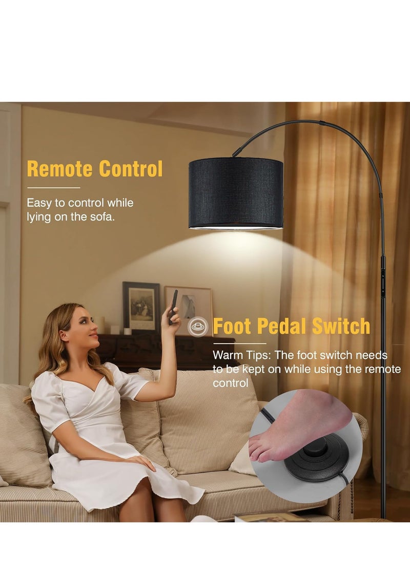 Tiokkss - Floor Lamp with Remote Control 3 Color Temperature and Brightness Adjustable Standing Lamp with Black Shade Pole Lamp for Bedroom Office Bulb Included 12 Watt 96V~240V 38x 185 cm - Image 1