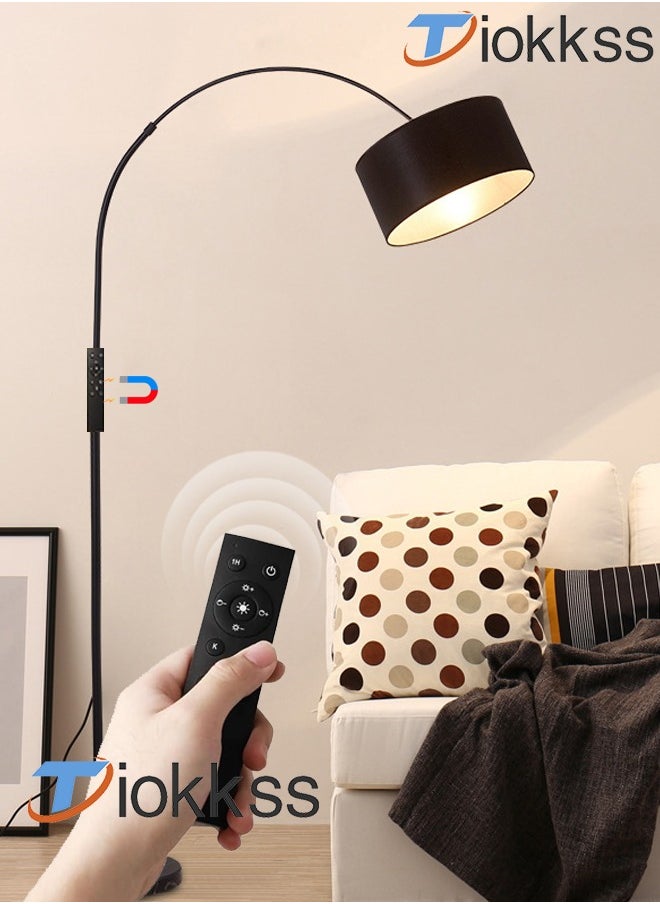 Tiokkss - Floor Lamp with Remote Control 3 Color Temperature and Brightness Adjustable Standing Lamp with Black Shade Pole Lamp for Bedroom Office Bulb Included 12 Watt 96V~240V 38x 185 cm - Image 1