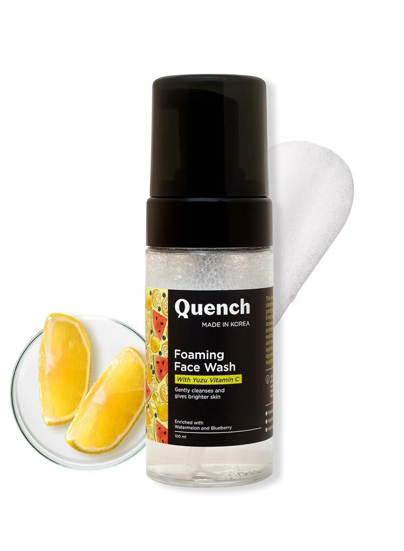 Quench Yuzu Vitamin C Foaming Face Wash for Brighter & Glowing Skin (3X More Vitamin) | Removes Makeup, Dirt & Impurities | Gently Exfoliates | Prevents Acne & Blackheads |(100ml) - Image 1