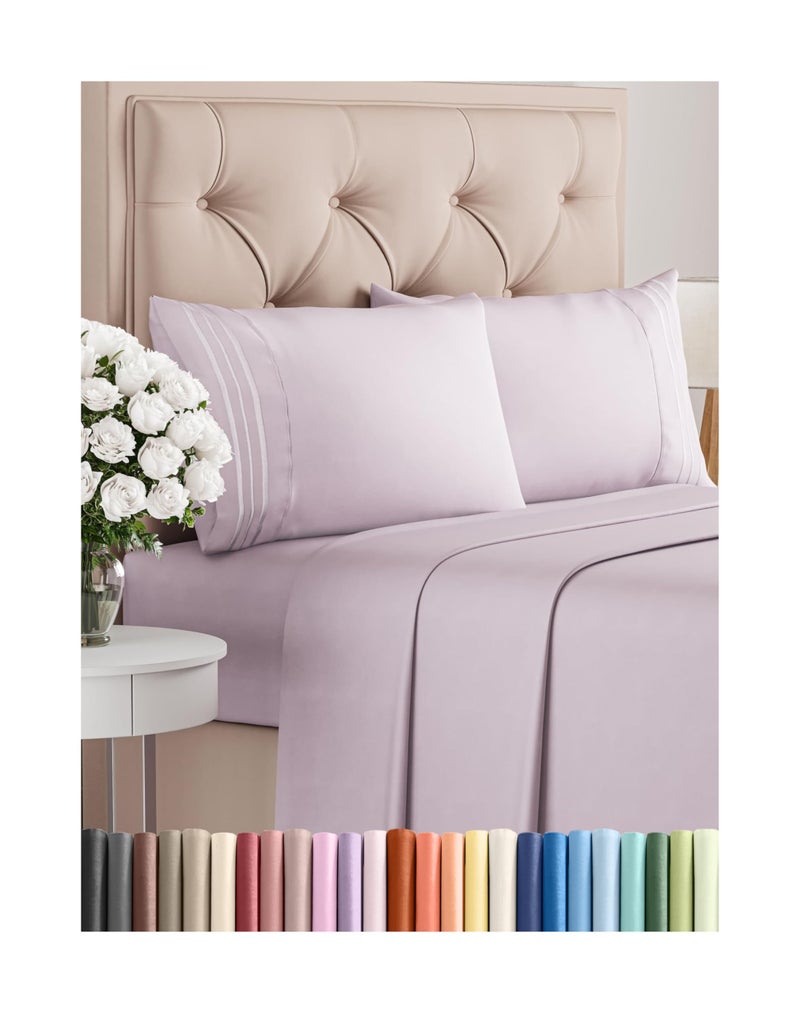 CGK Unlimited Full Size 4 Piece Sheet Set  Comfy Breathable  Cooling Bed Sheets Set  Hotel Luxury Bedding for Women Men Kids  Teens  Deep Pockets EasyFit Soft  Wrinkle Free  OekoTex  Light Lavender 