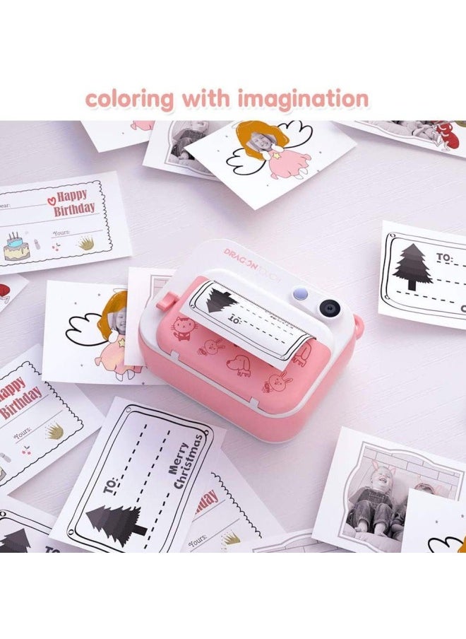 Generic 1080p HD Children's Printing Camera 2.0 Inch 14 Language Thermal Printer Polaroid Camera-Color:Sky Blue  - Image 4