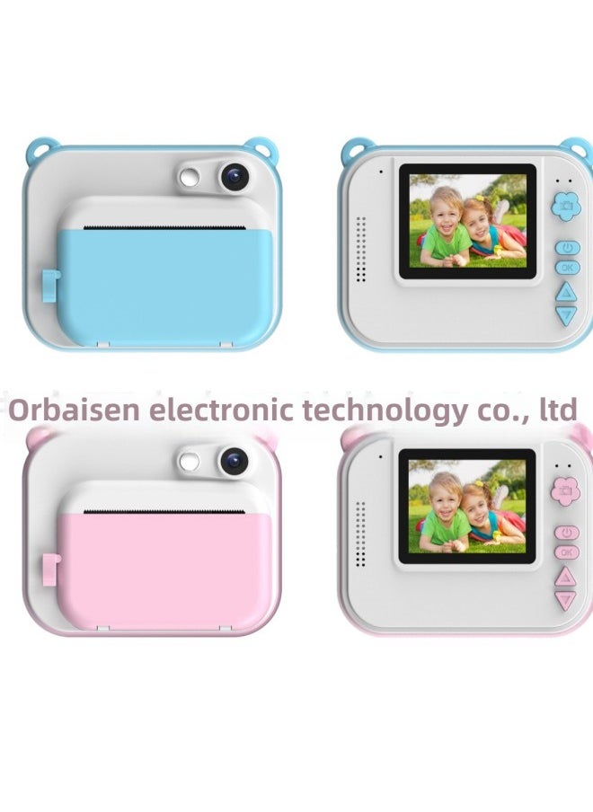 Generic 1080p HD Children's Printing Camera 2.0 Inch 14 Language Thermal Printer Polaroid Camera-Color:Sky Blue  - Image 5
