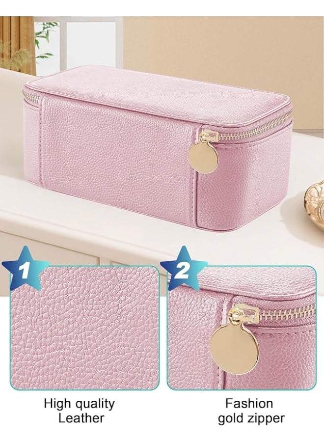 Homarket Jewelry Box Travel Case Leather Jewelry Organizer With 12 Velvet Jewelry Bags Gift For Women Girls Beige - Image 5