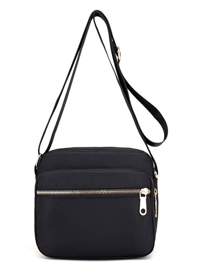 Collsants Small Nylon Purse Mini Crossbody Bag Travel Shoulder Bag Multi Zipper Pockets (black) - Image 1