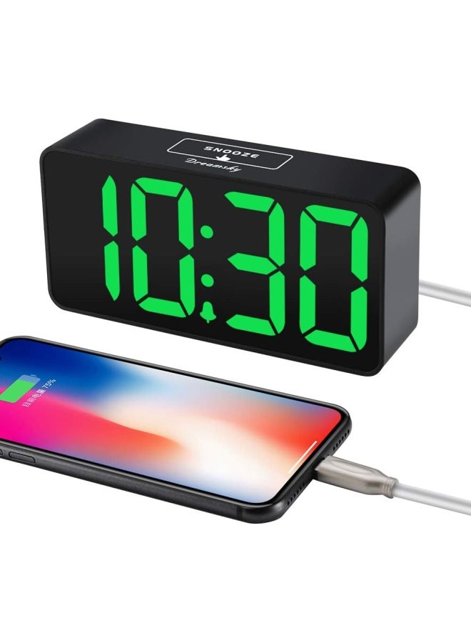 Dreamsky Small Digital Alarm Clock For Bedroom, Large Big Numbers Display With Brightness Dimmer, Electric Bedside Desk Clock With Usb Charging Port, Adjustable Alarm Volume, 12/24Hr, Snooze - Image 4