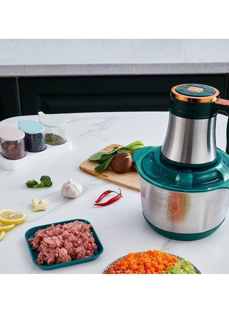 DubaiGallery معالج طعام من الفولاذ المقاوم للصدأ سعة 5 لتر مع نظام 6 شفرات - مفرمة لحم سريعة وقطاعة خضار، أداة مطبخ قوية للبصل، الثوم، السلطات وطعام الأطفال، قابس أمريكي - Image 3