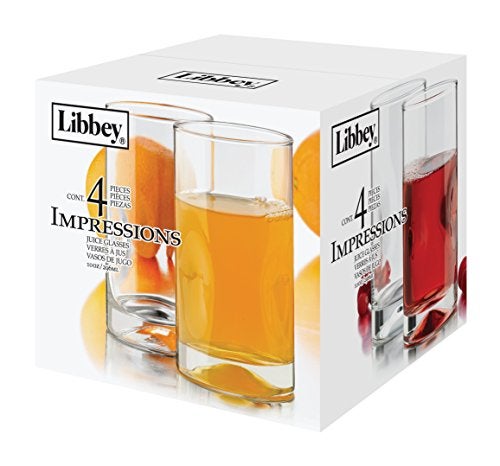 Libbey 4Piece Impressions Juice Glasses Clear 10 oz Glass Dishwasher Safe
