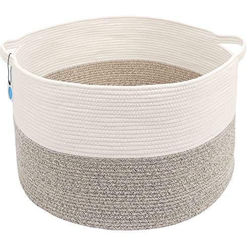 Casaphoria XXL Cotton Rope Basket - 21.7" x 21.7" x 13.8" Woven Laundry Hamper with Handle - Image 2