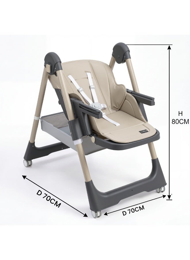 Burbay Premium Adjustable Baby High Chair - 8 Height Levels & Foldable Design - Image 3