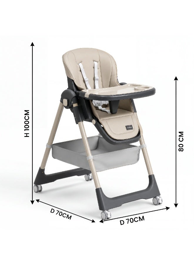 Burbay Premium Adjustable Baby High Chair - 8 Height Levels & Foldable Design - Image 2
