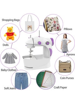 LENND Mini Sewing Machine for Beginners with 42 PCS Sewing Kit, Fabrics and Finger Guard with Extension Table, Light  - Image 3