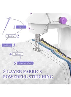 LENND Mini Sewing Machine for Beginners with 42 PCS Sewing Kit, Fabrics and Finger Guard with Extension Table, Light  - Image 2
