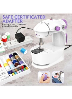 LENND Mini Sewing Machine for Beginners with 42 PCS Sewing Kit, Fabrics and Finger Guard with Extension Table, Light  - Image 5