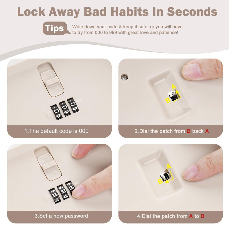 chefeggukk Lockable Storage Box, Small Lock Box with Combination Code for Phone/Medicine Safe/Food Home/Refrigerator/Office/Personal Items/Travel/Gift,9.25 x 5.04 x 3.62â€™â€™ - Image 4
