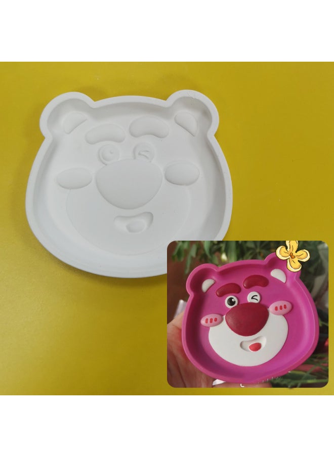xozgdovg Liou Kulomi Gypsum Relief Painting Pendant Children's Handmade DIY Graffiti Doll Cinnamon Dog Aromatherapy Listing-Color:Strawberry Bear Storage Tray-white Embryo  - Image 1