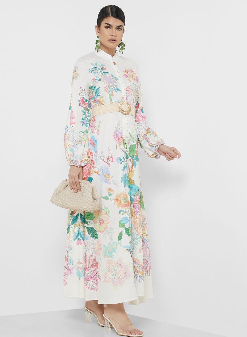 ايلا فستان قميص ماكسي منقوش - Image 1