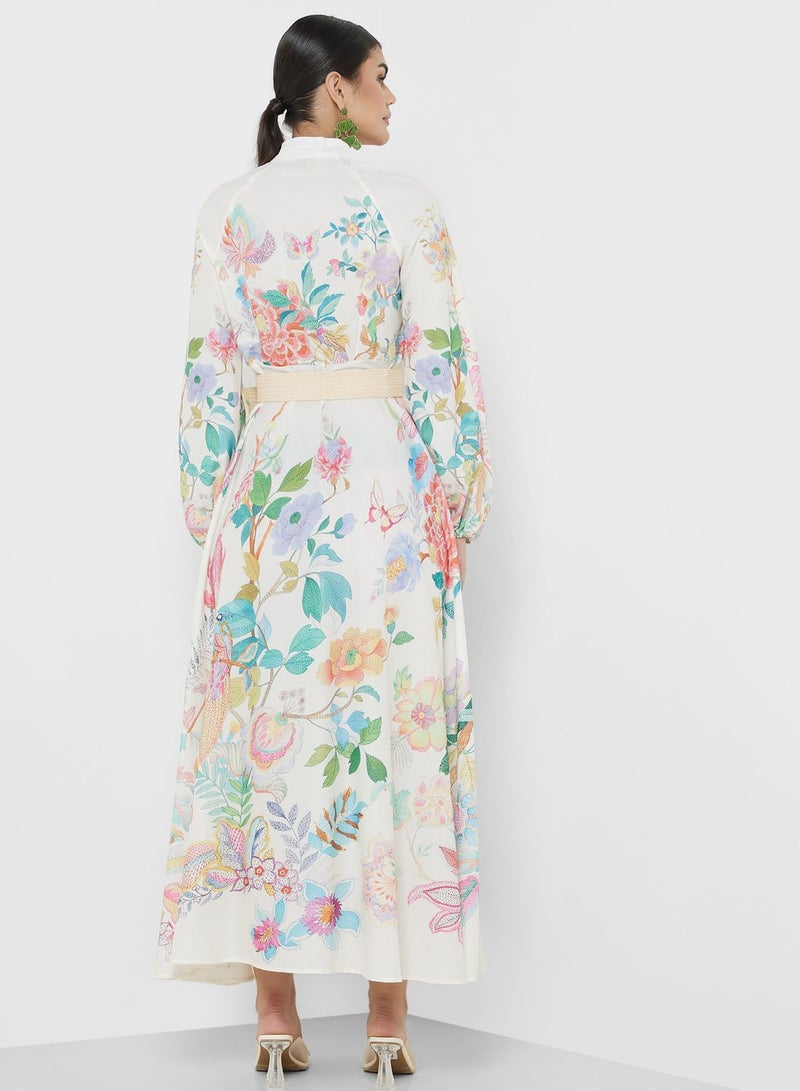 ايلا فستان قميص ماكسي منقوش - Image 2