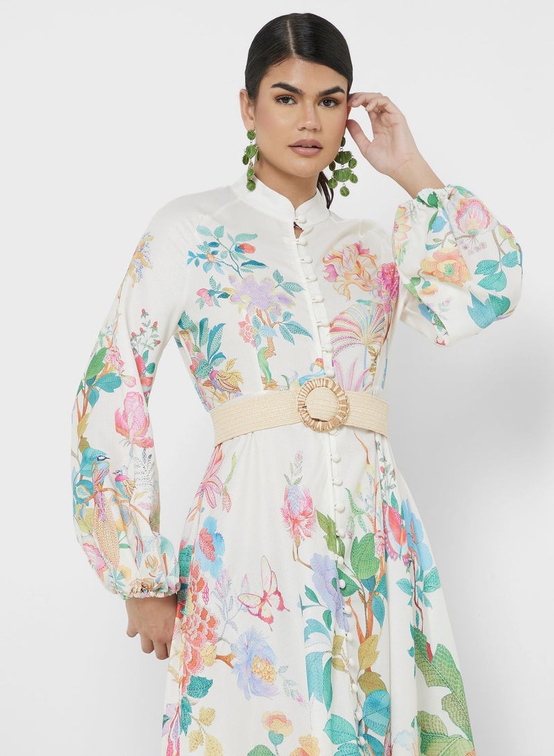 ايلا فستان قميص ماكسي منقوش - Image 3
