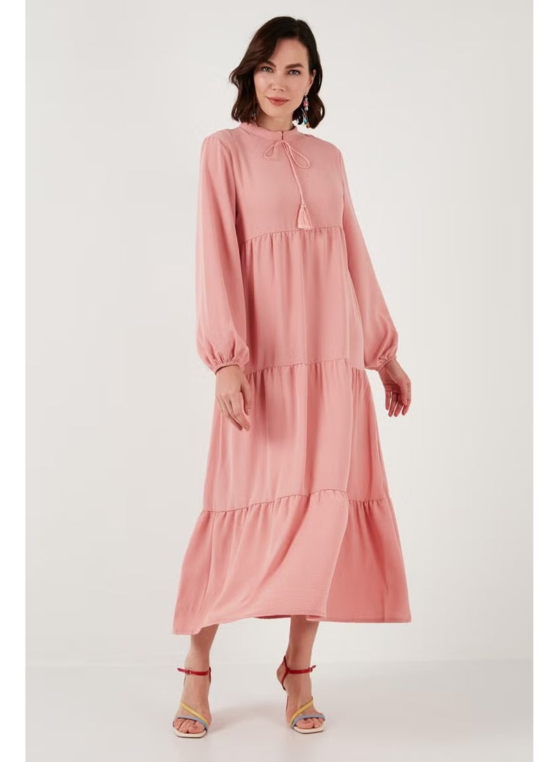 Lela Tiered Pink Midi Dress - Image 4