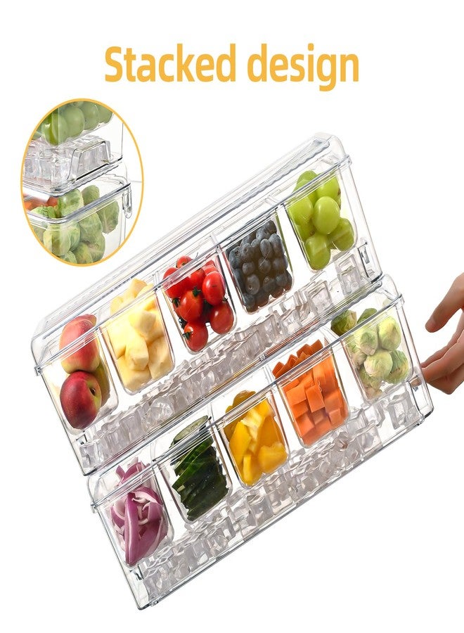 Uni HIMO Large Chilled Condiment Caddy,Stackable Chilled Condiment Containers Server with Lids for 5 Removable Compartments (5 Containers, 1 pack) - Image 2