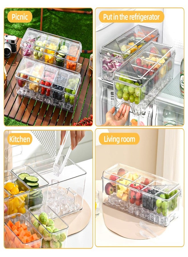 Uni HIMO Large Chilled Condiment Caddy,Stackable Chilled Condiment Containers Server with Lids for 5 Removable Compartments (5 Containers, 1 pack) - Image 5