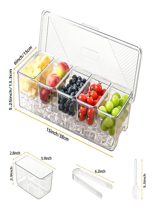 Uni HIMO Large Chilled Condiment Caddy,Stackable Chilled Condiment Containers Server with Lids for 5 Removable Compartments (5 Containers, 1 pack) - Image 3