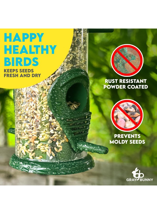 Gray Bunny Metal Bird Feeders for Outdoors Hanging, 6-Port Metal Bird Feeder Tube, Durable, Chew-Proof and Rust-Proof, 16 Inches - Image 2
