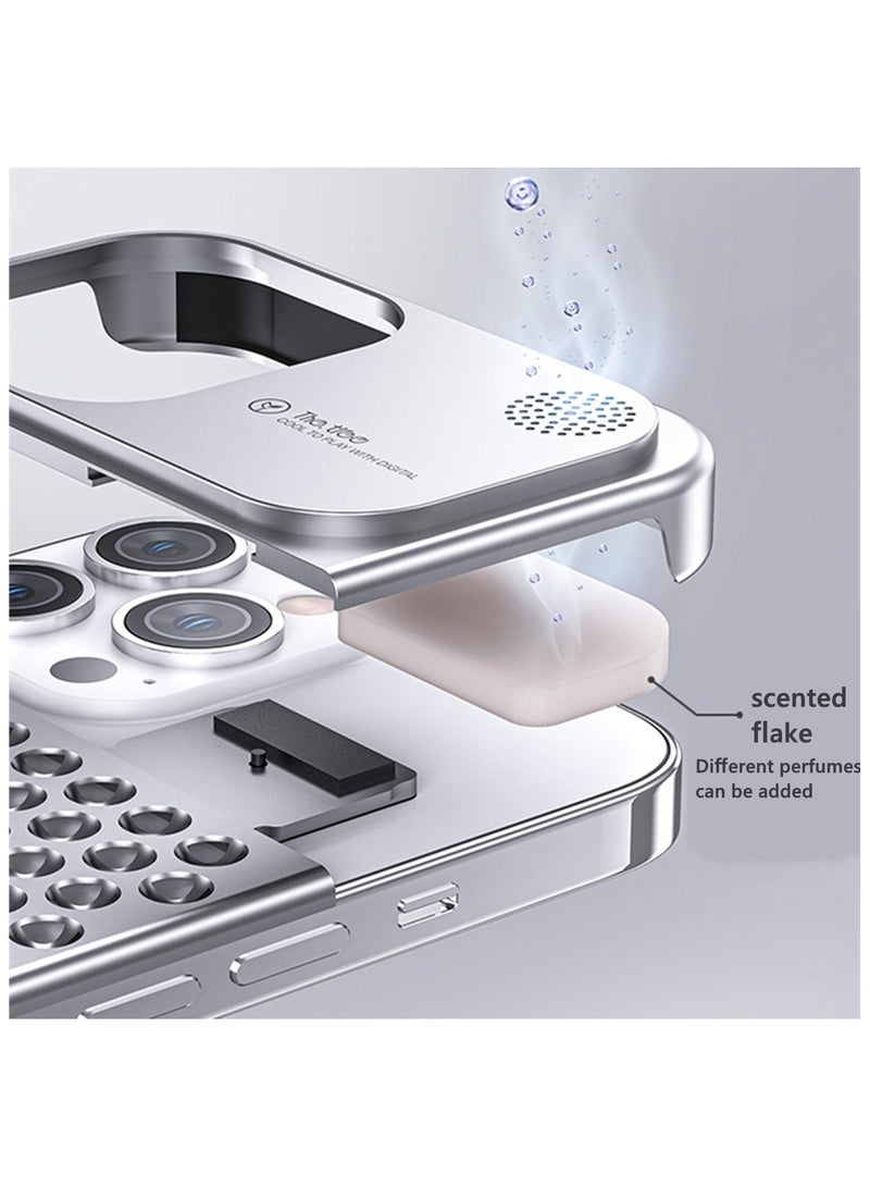 Aluminum Alloy Anti-Fall Heat Dissipation Bezel Slim Case for iPhone 15 Pro Max, Aromatherapy Phone Case,Ultra-Thin Shockproof Anti-Scratch Breathable Phone Case - Image 2