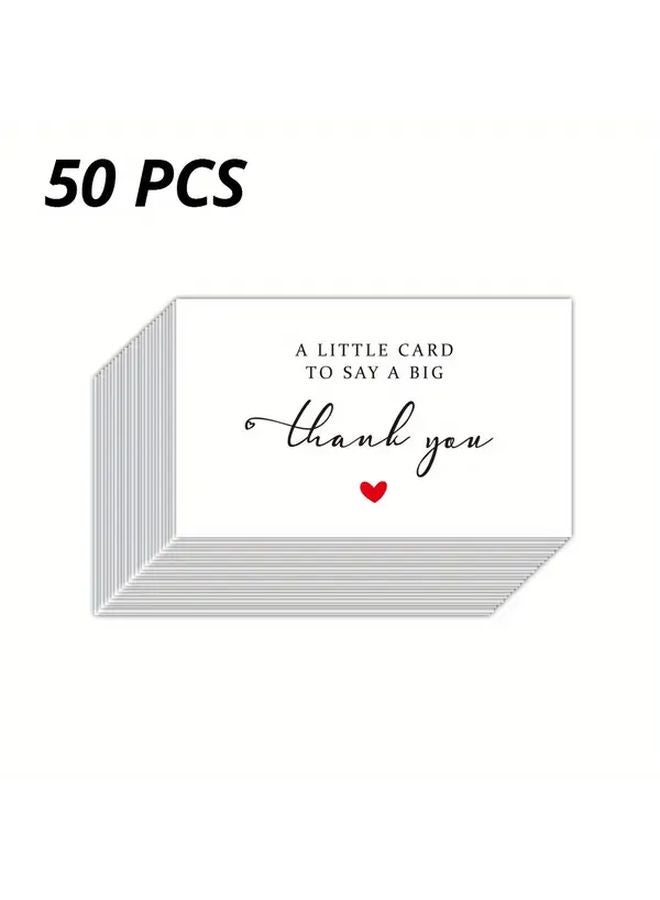 50 قطعة بطاقات شكر 9x5.4 سم 3.54x2.13 بوصة تصميم هادف للشركات الصغيرة - Image 1
