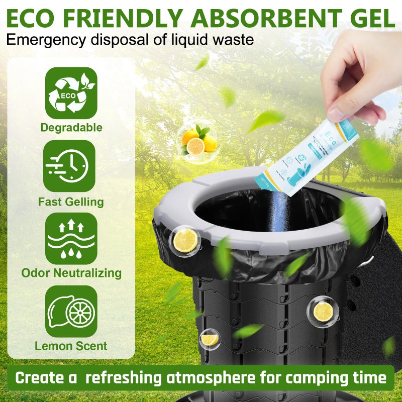 BLIKA 60 Count Camping Toilet Bags Eco Absorbent Gel Set, Portable Toilet Bags with Gel, 8 Gallon, 30 Liter, Heavy Duty 1 Mil, Toilet Replacement Bags with Toilet Powder for Camping Outdoor Hiking - Image 2