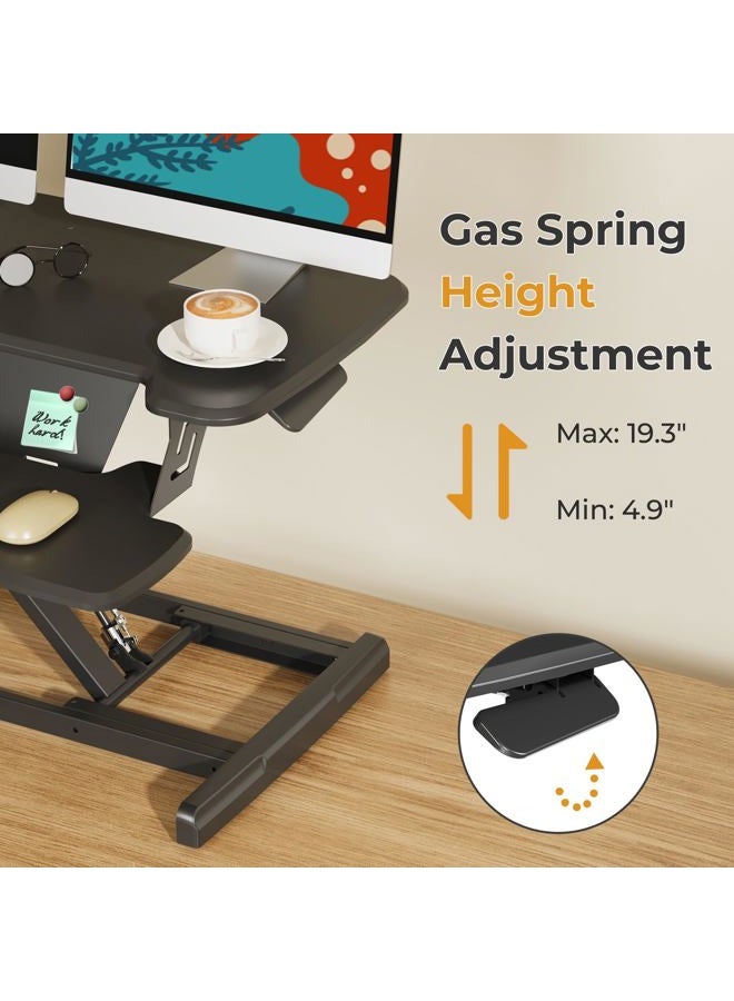 JOY worker Standing Desk Converter, 32" Height Adjustable Sit Stand Up Desk Riser with Keyboard Tray & 6 Fridge Magnets, Desktop Workstation Riser for Home Office Computer Laptop, Black - Image 4