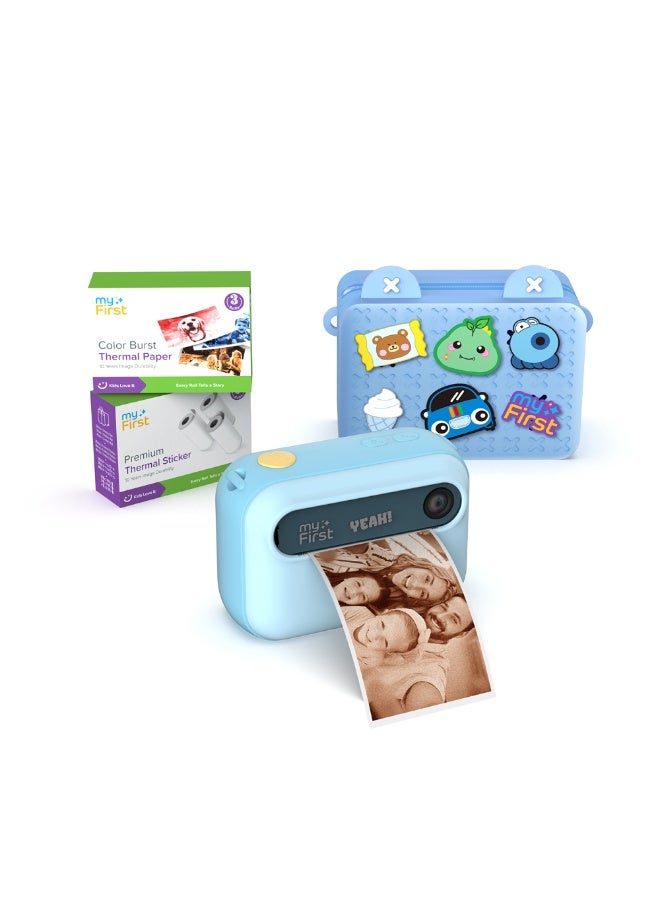 myFirst Camera Insta 20 Bundle | Instant Print Digital Camera for Kids with 16MP Photos 1080P, 4-12 Years Old boy Gift Ideas, Thermal Printing No Ink, Support Micro SD Card (Blue) - Image 1