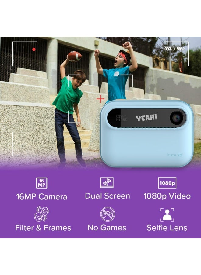 myFirst Camera Insta 20 Bundle | Instant Print Digital Camera for Kids with 16MP Photos 1080P, 4-12 Years Old boy Gift Ideas, Thermal Printing No Ink, Support Micro SD Card (Blue) - Image 5
