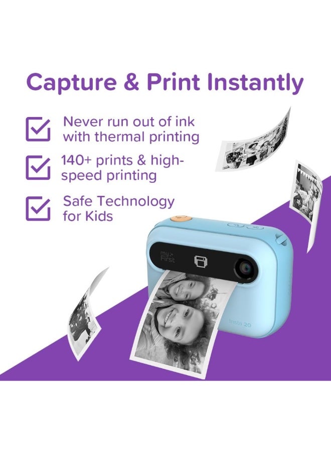 myFirst Camera Insta 20 Bundle | Instant Print Digital Camera for Kids with 16MP Photos 1080P, 4-12 Years Old boy Gift Ideas, Thermal Printing No Ink, Support Micro SD Card (Blue) - Image 4