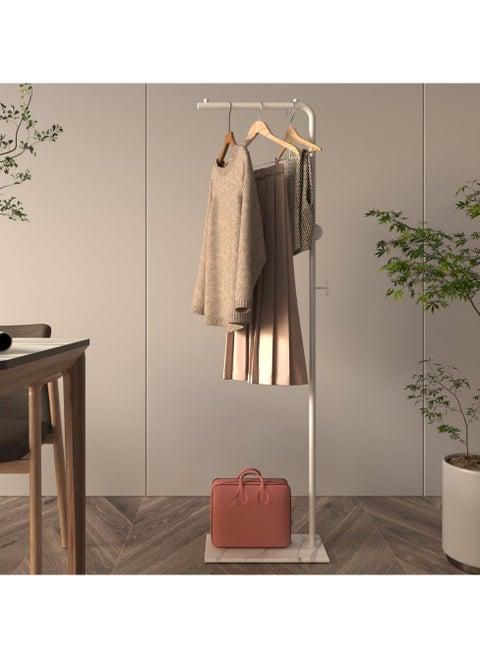 Metal Coat Rack Freestanding with Natural Marble Base 67” 170cm Entryway Coats Hanger Stand with 3 Hooks, Home Bedroom Hotel Hall Tree for Coats, Hats, Scarves, Clothes, and Handbags