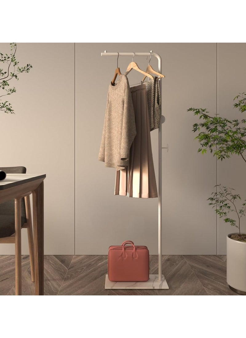 YQbest - Metal Coat Rack Freestanding with Natural Marble Base 67” 170cm Entryway Coats Hanger Stand with 3 Hooks, Home Bedroom Hotel Hall Tree for Coats, Hats, Scarves, Clothes, and Handbags - Image 1