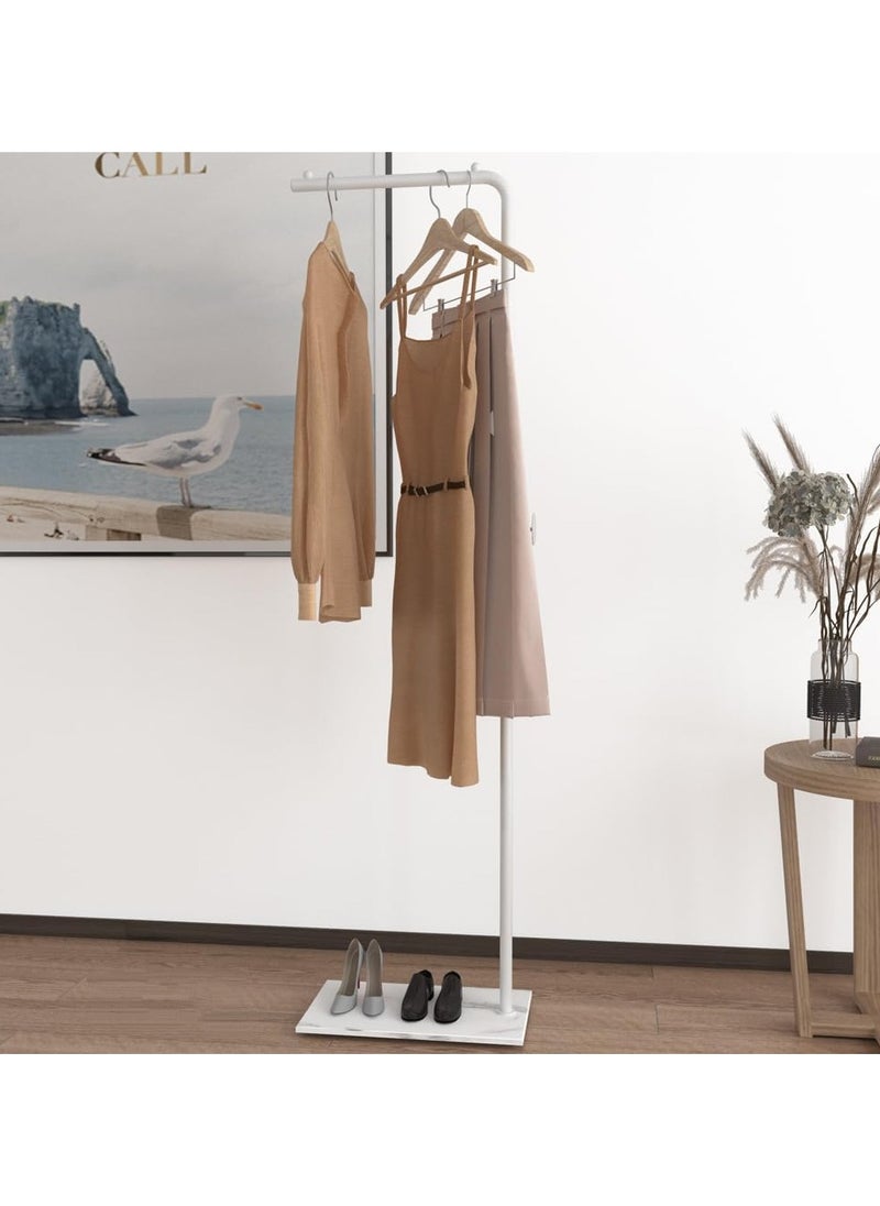 YQbest - Metal Coat Rack Freestanding with Natural Marble Base 67” 170cm Entryway Coats Hanger Stand with 3 Hooks, Home Bedroom Hotel Hall Tree for Coats, Hats, Scarves, Clothes, and Handbags - Image 1