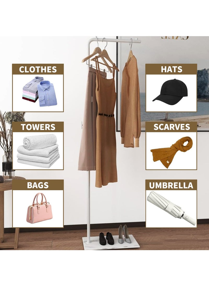 YQbest - Metal Coat Rack Freestanding with Natural Marble Base 67” 170cm Entryway Coats Hanger Stand with 3 Hooks, Home Bedroom Hotel Hall Tree for Coats, Hats, Scarves, Clothes, and Handbags - Image 1