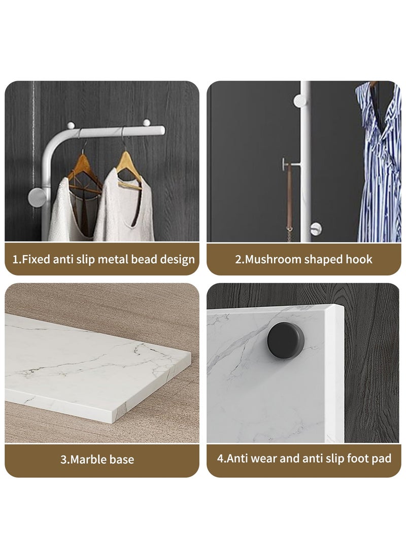 YQbest - Metal Coat Rack Freestanding with Natural Marble Base 67” 170cm Entryway Coats Hanger Stand with 3 Hooks, Home Bedroom Hotel Hall Tree for Coats, Hats, Scarves, Clothes, and Handbags - Image 1