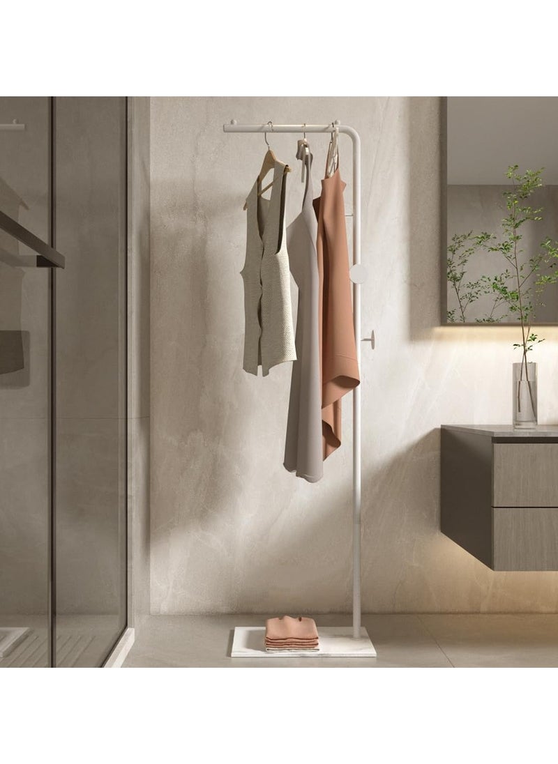 YQbest - Metal Coat Rack Freestanding with Natural Marble Base 67” 170cm Entryway Coats Hanger Stand with 3 Hooks, Home Bedroom Hotel Hall Tree for Coats, Hats, Scarves, Clothes, and Handbags - Image 1