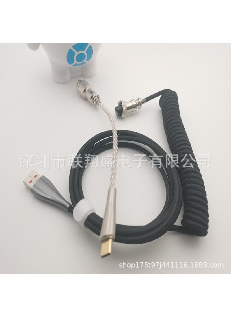 Generic Custom Spiral Type-C Mechanical Keyboard USB Cable Weaving Starry Black + RGB Light Line 