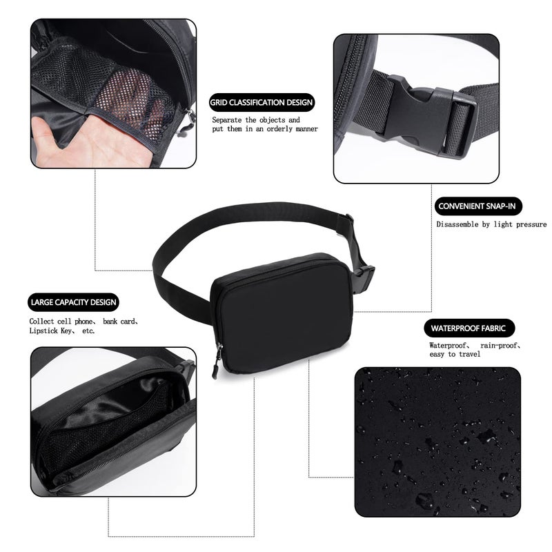 WITROMAN Belt bag Fanny pack crossbody bags for women Everywhere belt bag (black) - Image 4