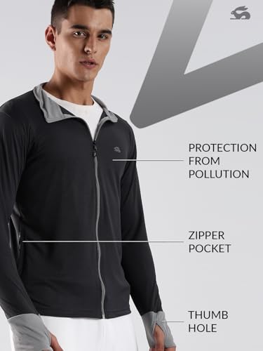 ADRO Sunscreen Jacket for Men UV Sun Advanced Protection Running Jackets For Men Biker Jackets with Zipper Sports jacket for men | SSJ-PLN-DG-XL - Image 3