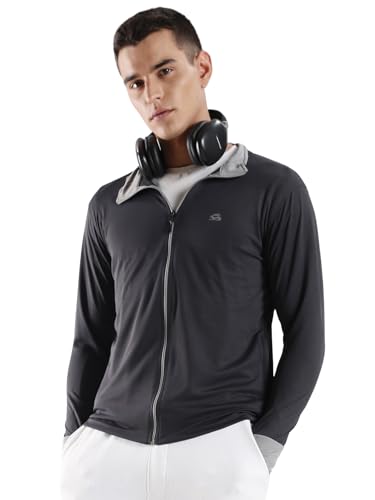 ADRO Sunscreen Jacket for Men UV Sun Advanced Protection Running Jackets For Men Biker Jackets with Zipper Sports jacket for men | SSJ-PLN-DG-XL - Image 1