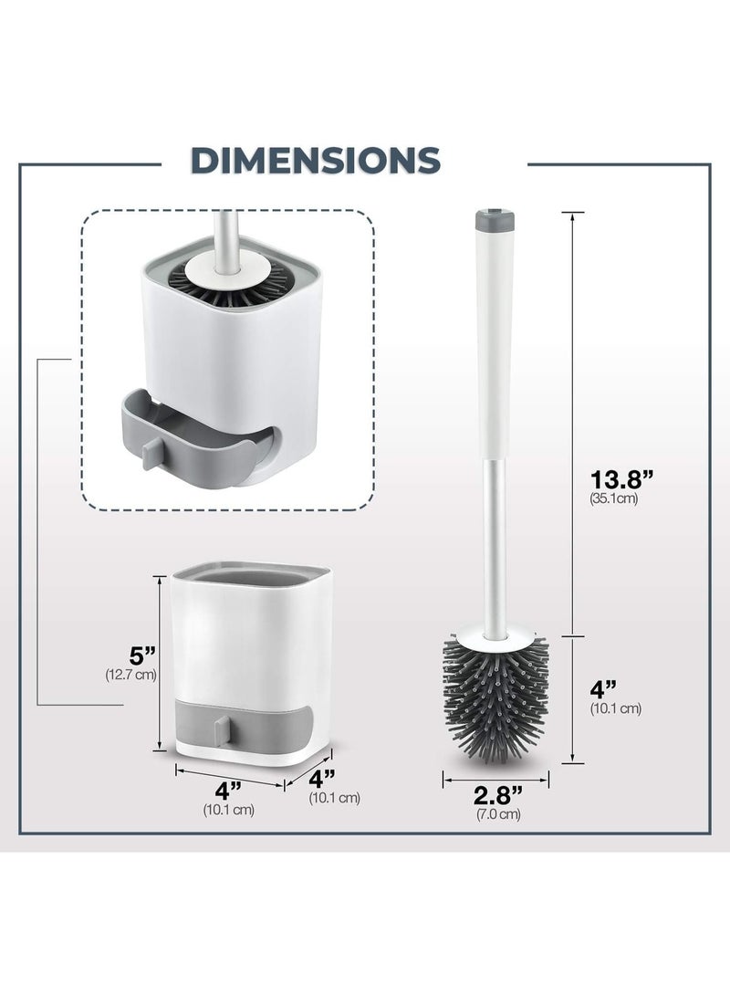 Haidue Silicone Toilet Brush and Holder Set, Deep Cleaning Bathroom Bowl Brush with Soft Flexible Bristles, Non-Slip Handle and Anti-Drip Base - Image 4