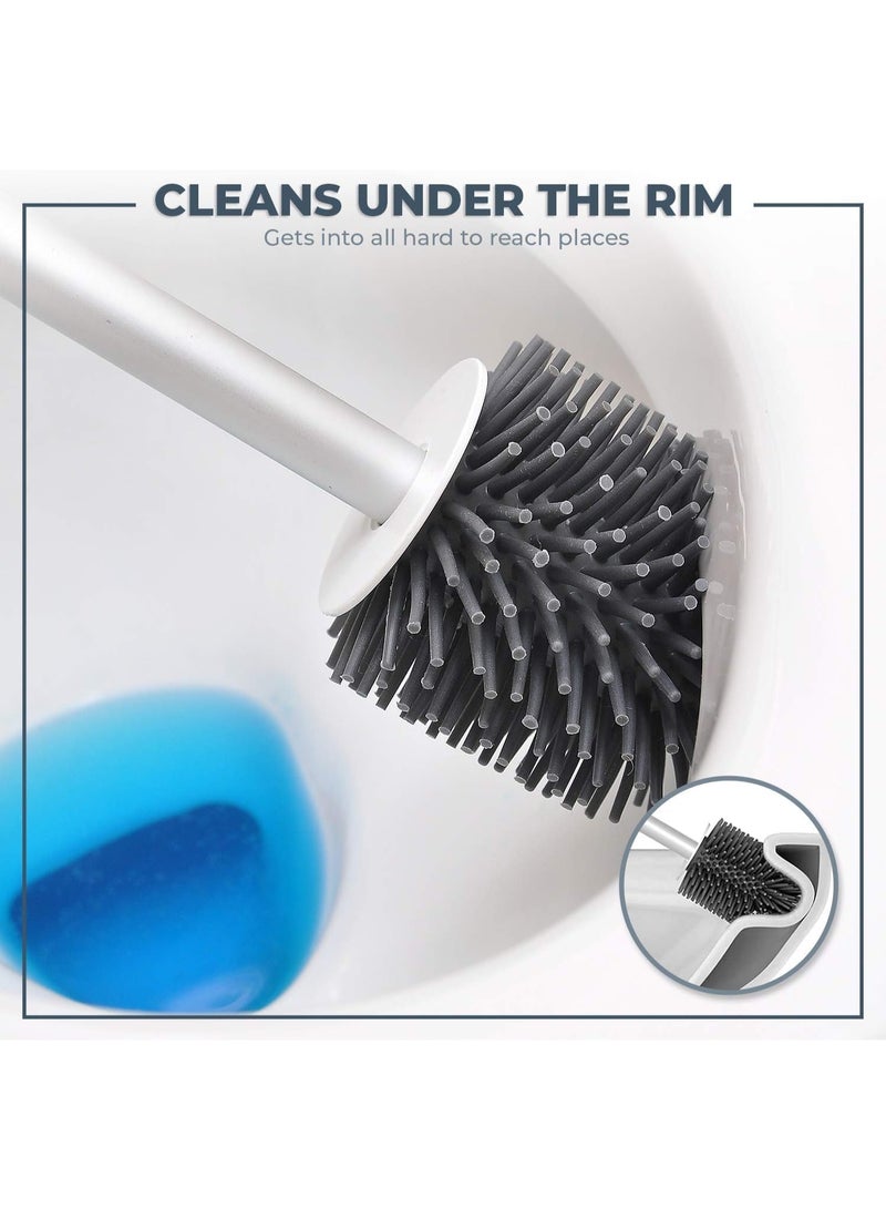 Haidue Silicone Toilet Brush and Holder Set, Deep Cleaning Bathroom Bowl Brush with Soft Flexible Bristles, Non-Slip Handle and Anti-Drip Base - Image 5