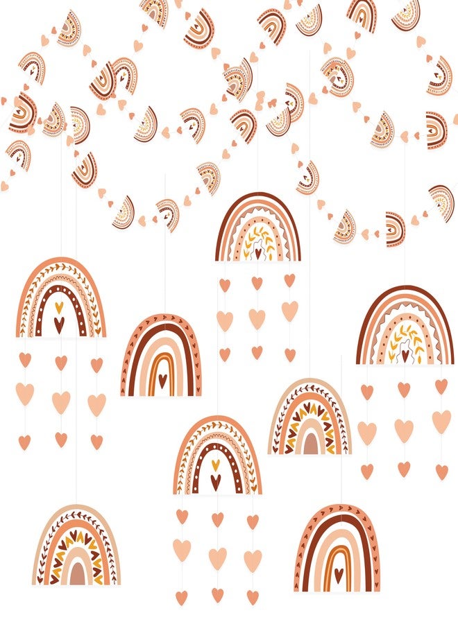 pinkblume Boho Rainbow Party Decorations Rainbow Heart Boho Hanging Cutout Garland Streamer for Groovy Retro Hippie Birthday Baby Shower Wedding Engagement Party Supplies Classroom Nursery Wall Ceiling Decor - Image 1