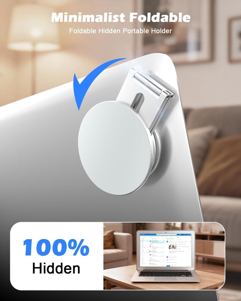 CloudValley Magnetic Phone Laptop Holder Mount, Foldable Hidden Portable Stand for iPhone 17/16/15/14/13 & All Phone, Clamp for Monitor Side, Compatible with Laptop, Desktop, Tesla Model 3/ Y, Silver - Image 5