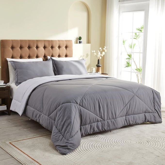 SUMMER DUVET SINGLE SIZE 45 TOG DOWN ALTERNATIVE COMFORTER SET WITH 1 PILLOW SHAMS REVERSIBLE COVERLESS DUVET MICROFIBER SOFT BED QUILT FOR ALL SEASONS MACHINE WASHABLE 135X200CM